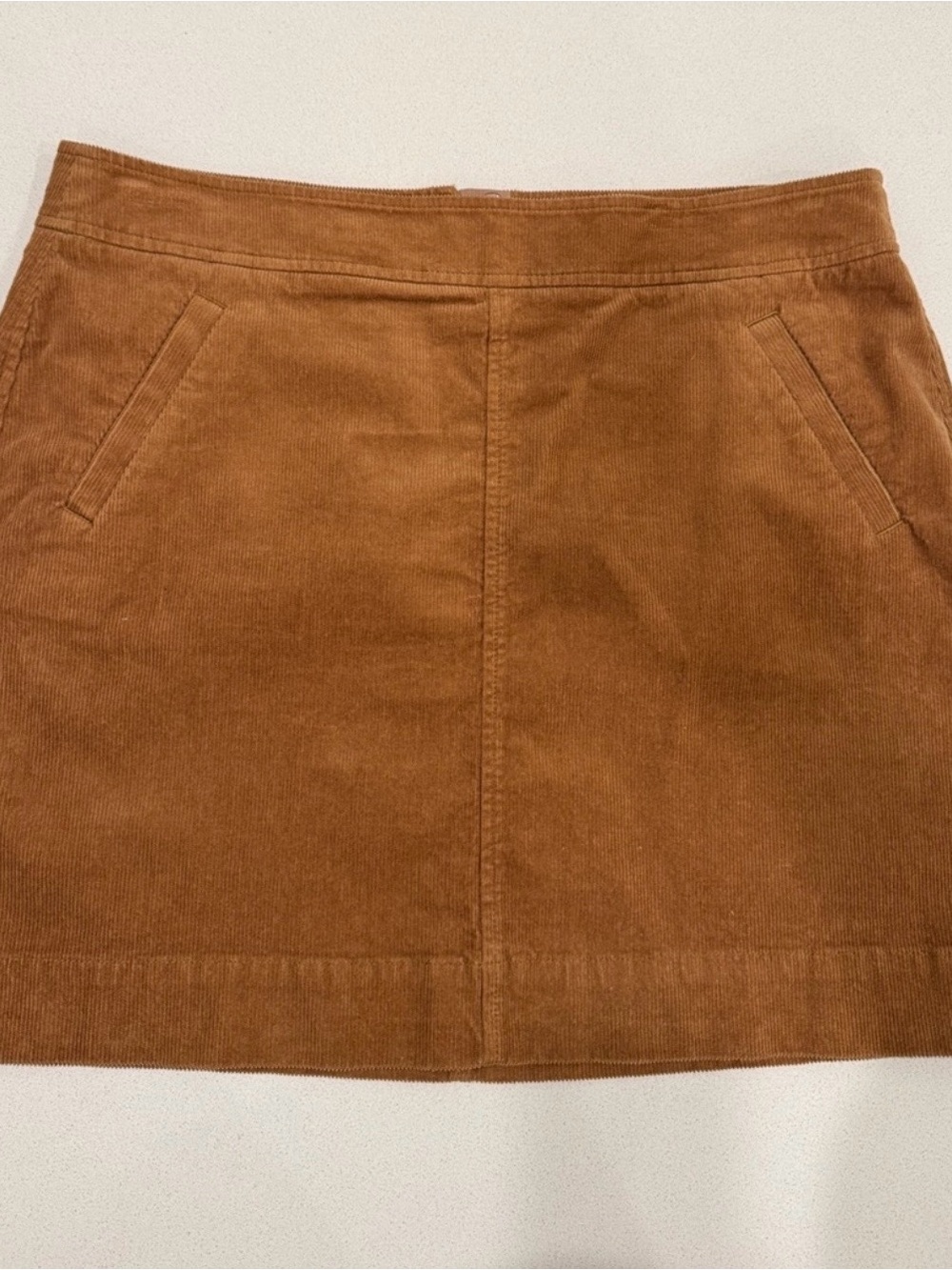 Loft Corduroy Faux Wrap Mini Skirt Camel Tan Women’s 14 Slot Pockets Career Fall